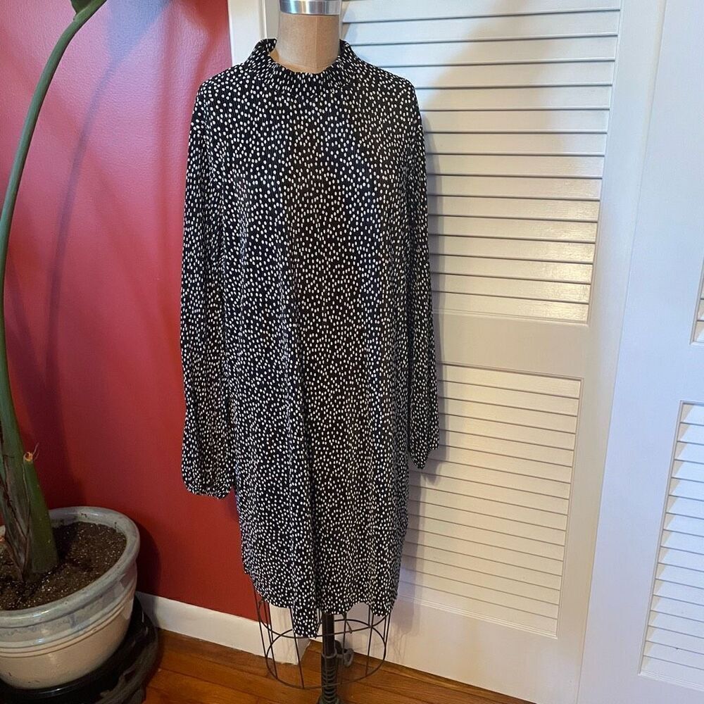 SIMPLY BE | black & white high neck loose fit dress 14